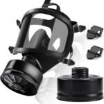 Wide-View Respirator with Black Headgear Self-Sealing Filtering Full-Face Mask for Smoke, Dust and Toxic Gas Protection