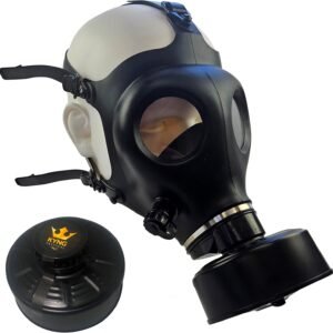 Rubber respirator-type protective mask, fitted with a high-grade black filter canister organic gas mask