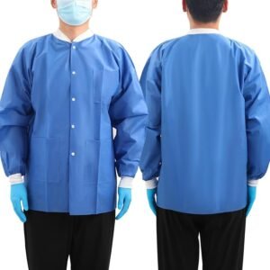 Disposable Non-Woven Work Clothes, Blue And White Coats, PP Dust-Proof And Clean Breeding Protective Clothing