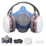 Silicone Rubber Dual-Chamber Gas Mask with Spray-On Coating for Benzene and Formaldehyde Pesticide Protection