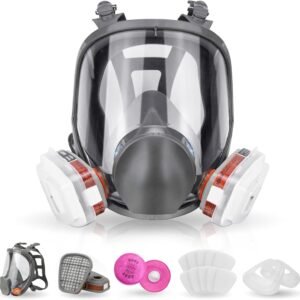Protective Mask for Spray Painting, Chemicals, Pesticides and Firefighting Full-Face Respirator with Activated Carbon for Dust and Toxic Gas Protection