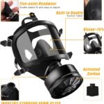 Wide-View Respirator with Black Headgear Self-Sealing Filtering Full-Face Mask for Smoke, Dust and Toxic Gas Protection