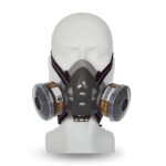 Gas mask for spray painting, chemical pesticides, and paint odours KN95 dual-canister gas mask with facepiece