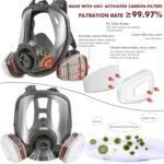 Protective Mask for Spray Painting, Chemicals, Pesticides and Firefighting Full-Face Respirator with Activated Carbon for Dust and Toxic Gas Protection