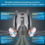 Protective Mask for Spray Painting, Chemicals, Pesticides and Firefighting Full-Face Respirator with Activated Carbon for Dust and Toxic Gas Protection