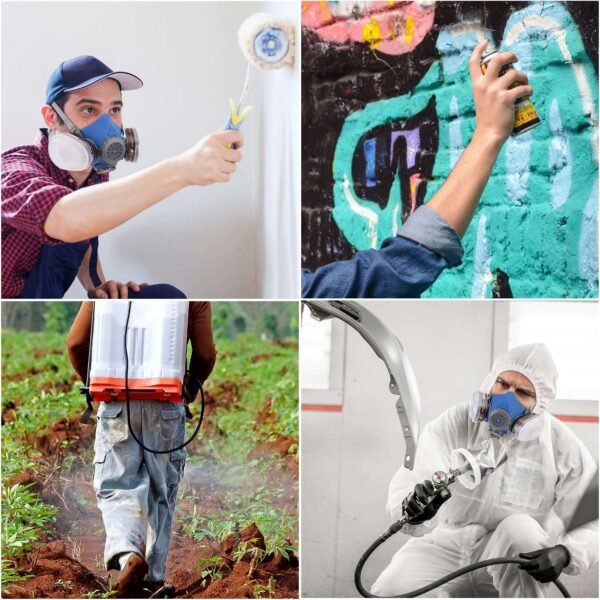 Silicone Rubber Dual-Chamber Gas Mask with Spray-On Coating for Benzene and Formaldehyde Pesticide Protection